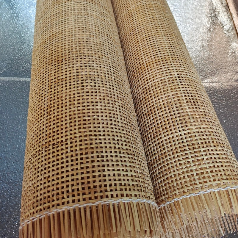 Roll of checkered two tone real Indonesian rattan cane webbing, 18 in wide