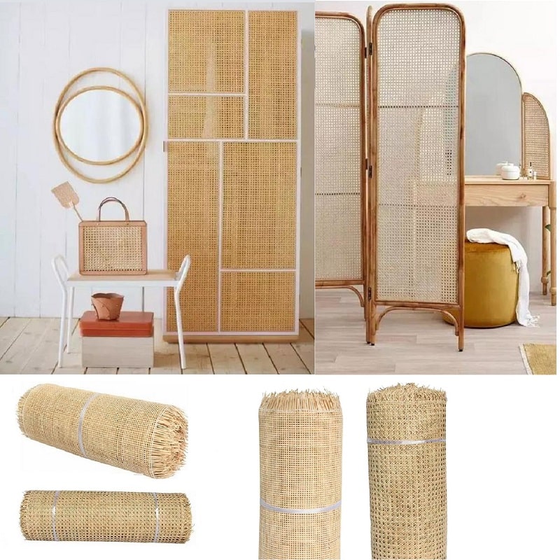 Roll of checkered real Indonesian rattan cane webbing, 20 in wide