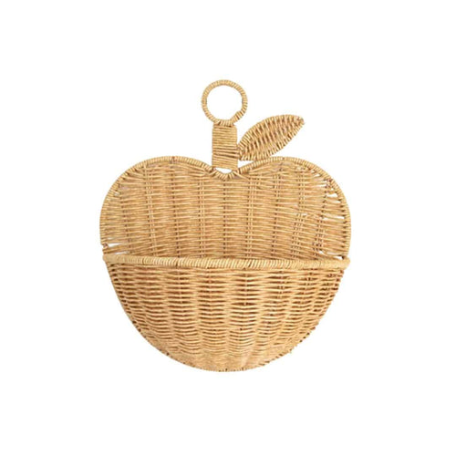Apple shaped handwoven rattan wall basket