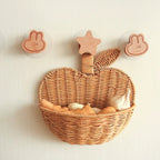 Apple shaped handwoven rattan wall basket