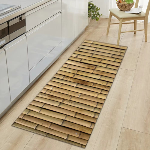 Bamboo print runner on a kitchen floor