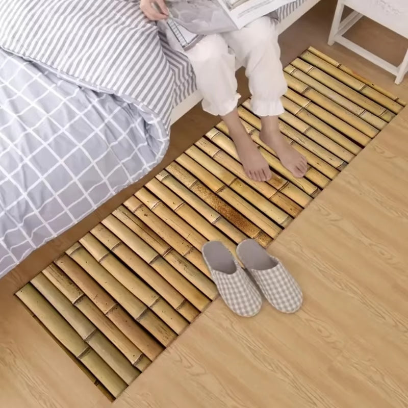 Bamboo print runner on a kitchen floor
