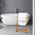 Freestanding bamboo towel ladder with regular rungs