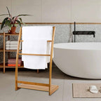Freestanding bamboo towel ladder with regular rungs