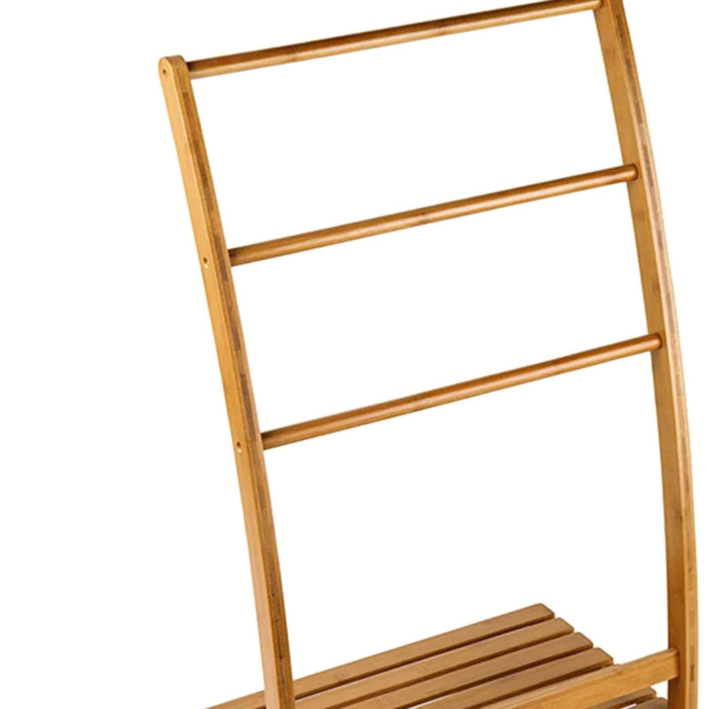 Freestanding bamboo towel ladder with regular rungs