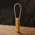 Bamboo tube vase with a tall bamboo loop handle