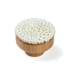 Set of beech wood knobs wrapped in white woven rattan