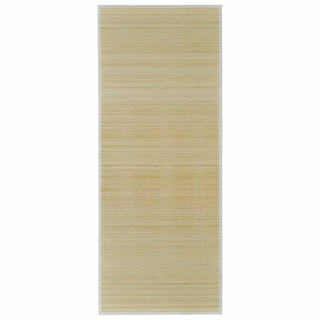 Long beige bamboo slat runner rug