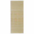 Long beige bamboo slat runner rug