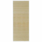 Long beige bamboo slat runner rug