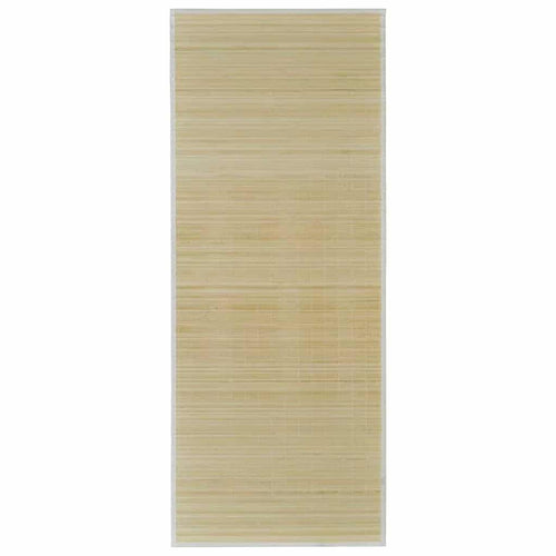 Long beige bamboo slat runner rug