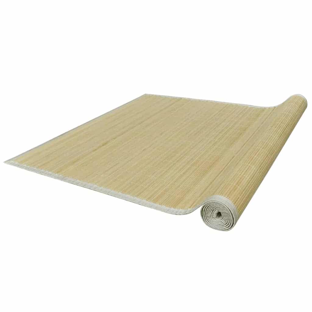 Long beige bamboo slat runner rug