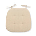 Beige thin polyester seat cushion with ties for a rattan chair