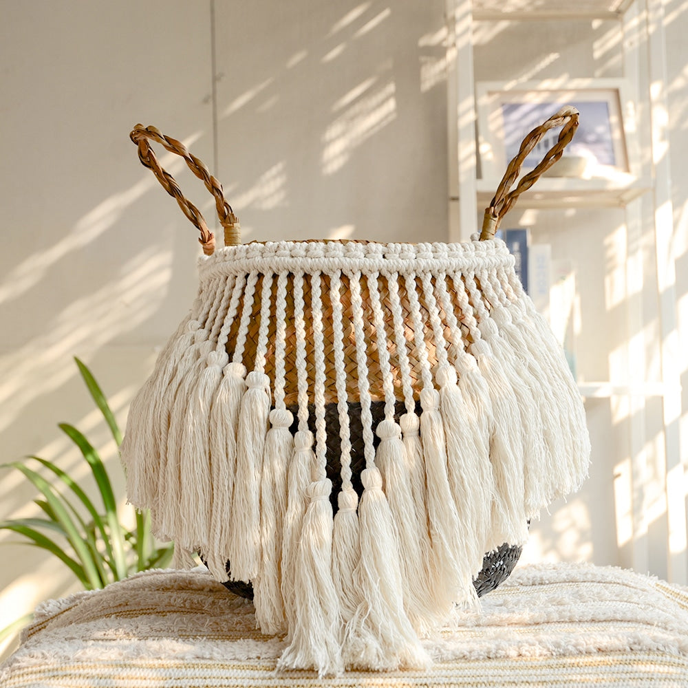 Two Tone Weave, White Tassels