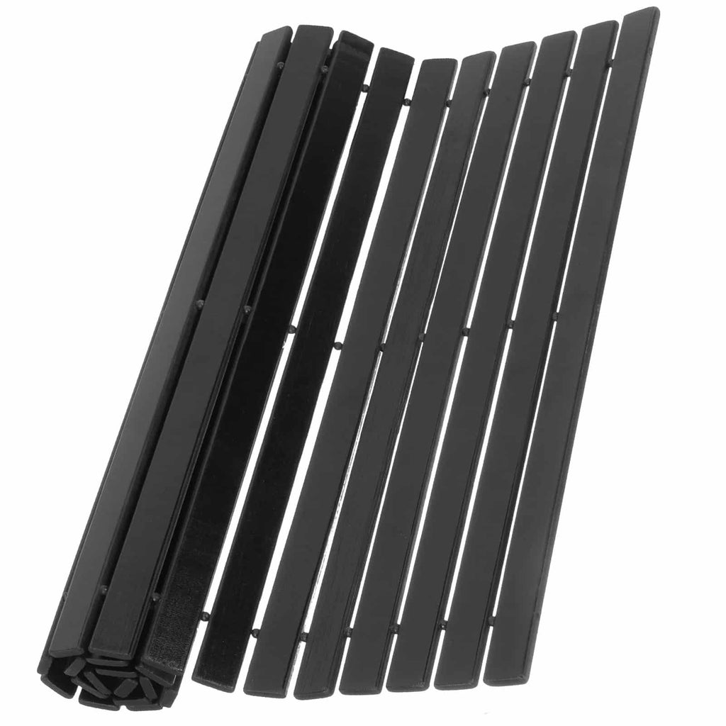 Black bamboo slatted bath mat