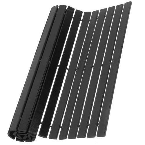 Black bamboo slatted bath mat