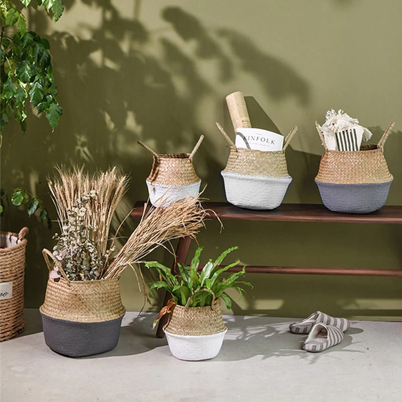 Woven belly basket with a black dipped base