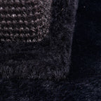 Tall black scratching post with plush top perch, pompom toy and square base