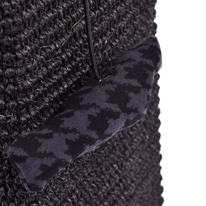Tall black scratching post with plush top perch, pompom toy and square base