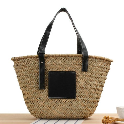 Hand Woven Black Raffia