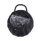 Half round black wicker wall planter with clear liner