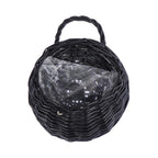 Half round black wicker wall planter with clear liner