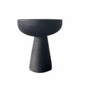 Black wooden pedestal fruit bowl on a flared base