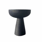 Black wooden pedestal fruit bowl on a flared base