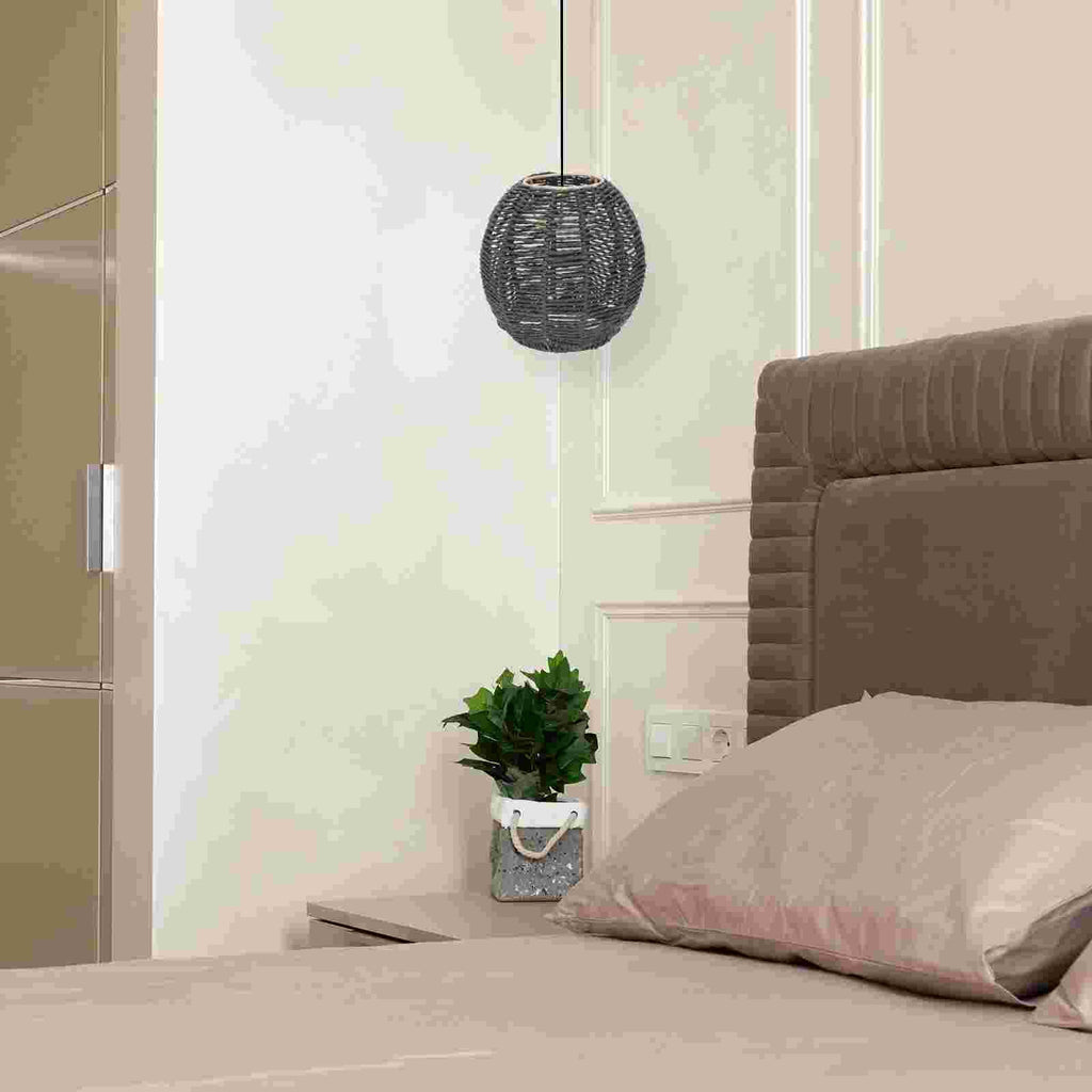 Round tightly woven black pendant shade