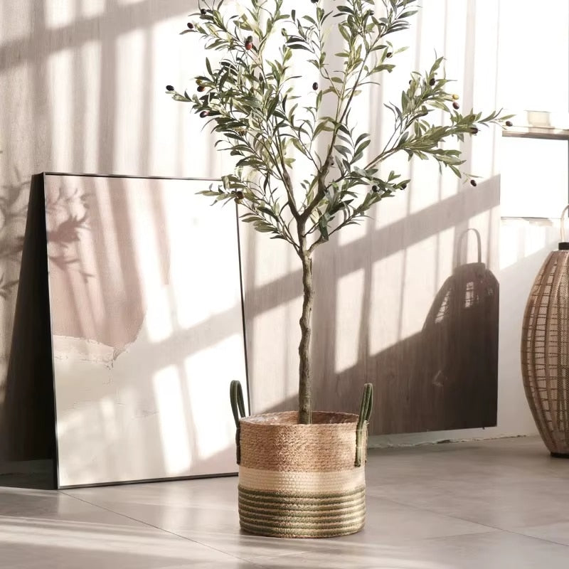 Woven Rattan With Green Accents