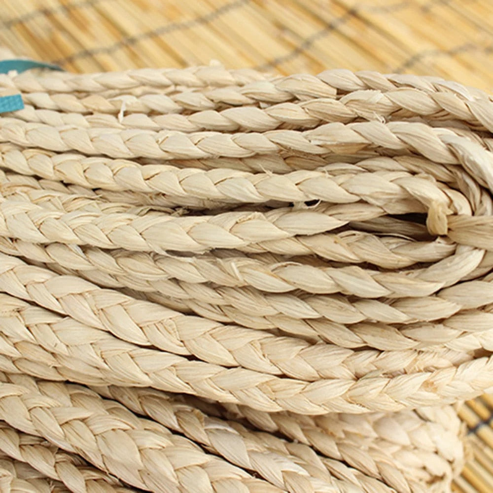 Bundle of flat braided natural rattan craft cord