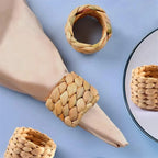 Chunky braided natural rattan napkin ring