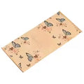 Woven bamboo mat with deep blue butterflies on a natural cream background