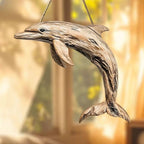 Carved wooden dolphin wall decor