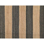 Jute rug with wide natural and charcoal stripes
