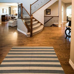 Jute rug with wide natural and charcoal stripes