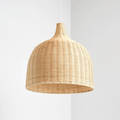Faceted Chinese lantern pendant light hand woven in beige bamboo