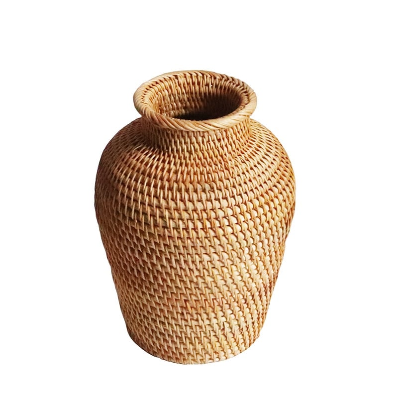 Classic handwoven rattan urn vase