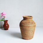 Classic handwoven rattan urn vase