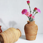 Classic handwoven rattan urn vase