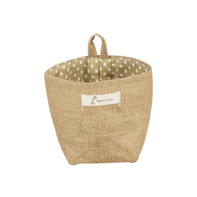 Small cotton and linen hanging pocket basket