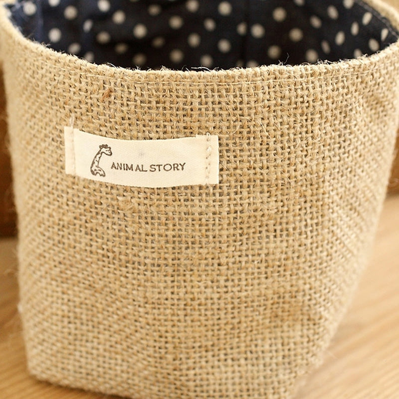 Small cotton and linen hanging pocket basket