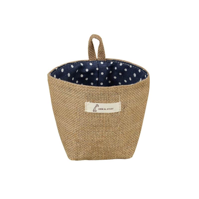Small cotton and linen hanging pocket basket