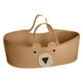 Brown cotton rope changing basket with a bear face and handles