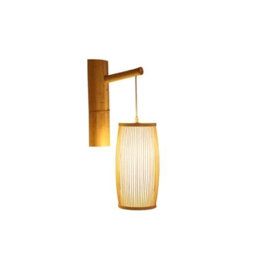 Curved rectangular wall sconce hand woven in natural rattan