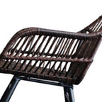 Rocking chair hand woven in deep brown rattan with a dense regular weave