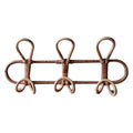 Round hand woven dark rattan wall hook with three hooks