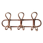 Round hand woven dark rattan wall hook with three hooks