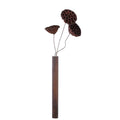Slim dark wood wall vase holding a single stem