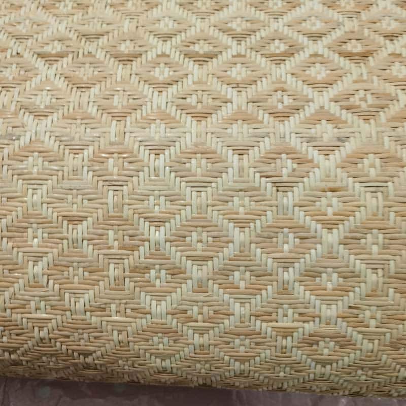 Sheet of natural rattan cane webbing with a diamond weave